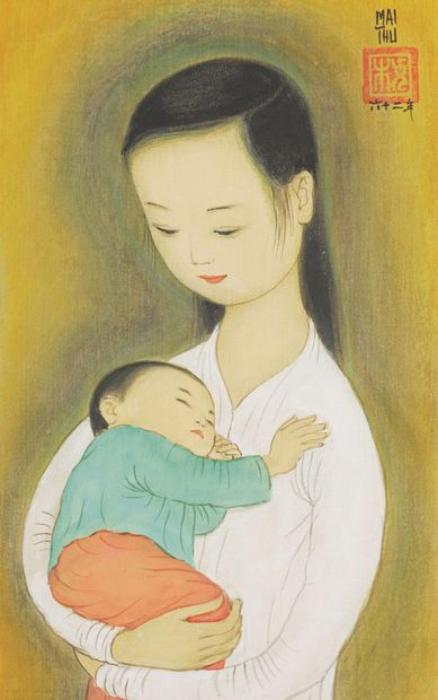 Estimation gratuite des œuvres de Mai Thu (Mai Trung Thu) : prix des peintures sur soie, expertise et vente aux enchères à Paris et en Asie.